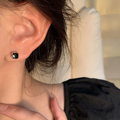 Earring Stud Simple Small Square Drip Glaze Geometric HXEA1789