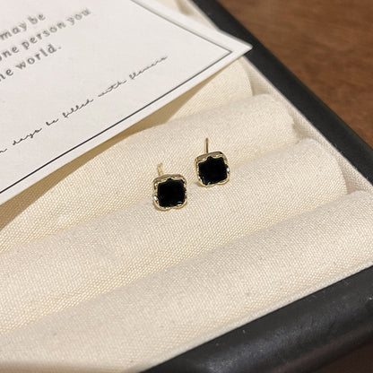 Earring Stud Simple Small Square Drip Glaze Geometric HXEA1789