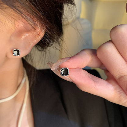 Earring Stud Simple Small Square Drip Glaze Geometric HXEA1789