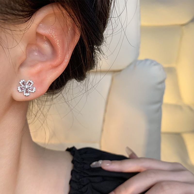 Earring Stud Exquisite Zircon Flower HXEA1791
