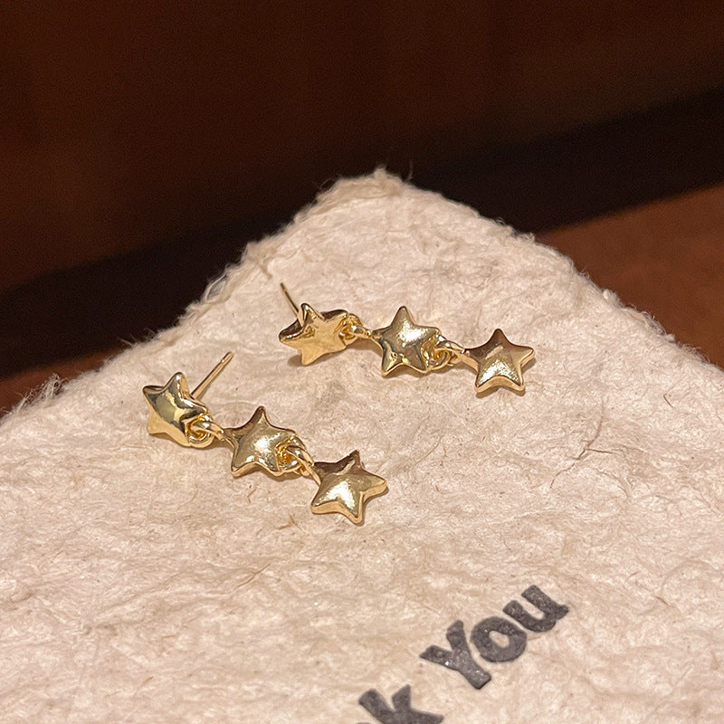 Earring Stud Light Luxury Niche Metallic Five Pointed Star HXEA1793