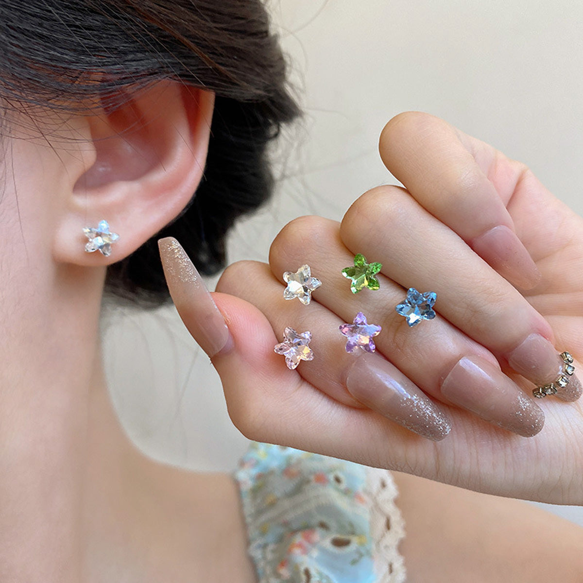 Earring Stud Mini Simple Star Zircon HXEA1827