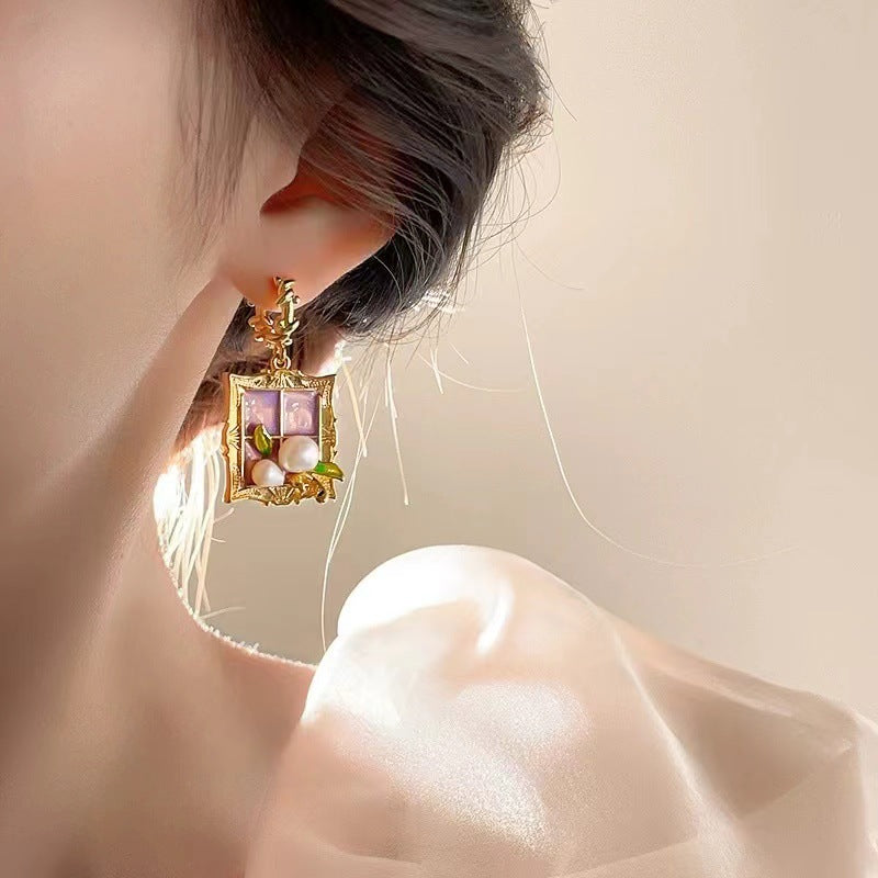 Earring Stud Monet Garden Flower HXEA1841