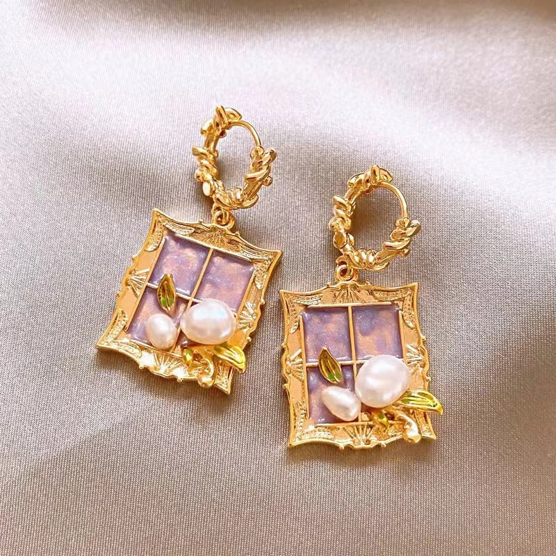 Earring Stud Monet Garden Flower HXEA1841