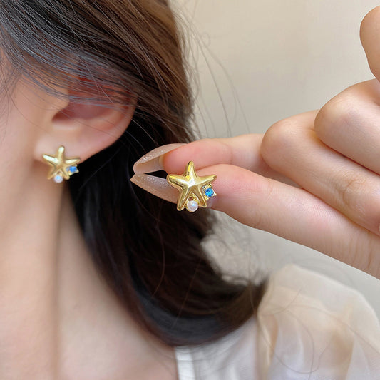 Earring Stud Simple Five Pointed Zircon Star HXEA1881