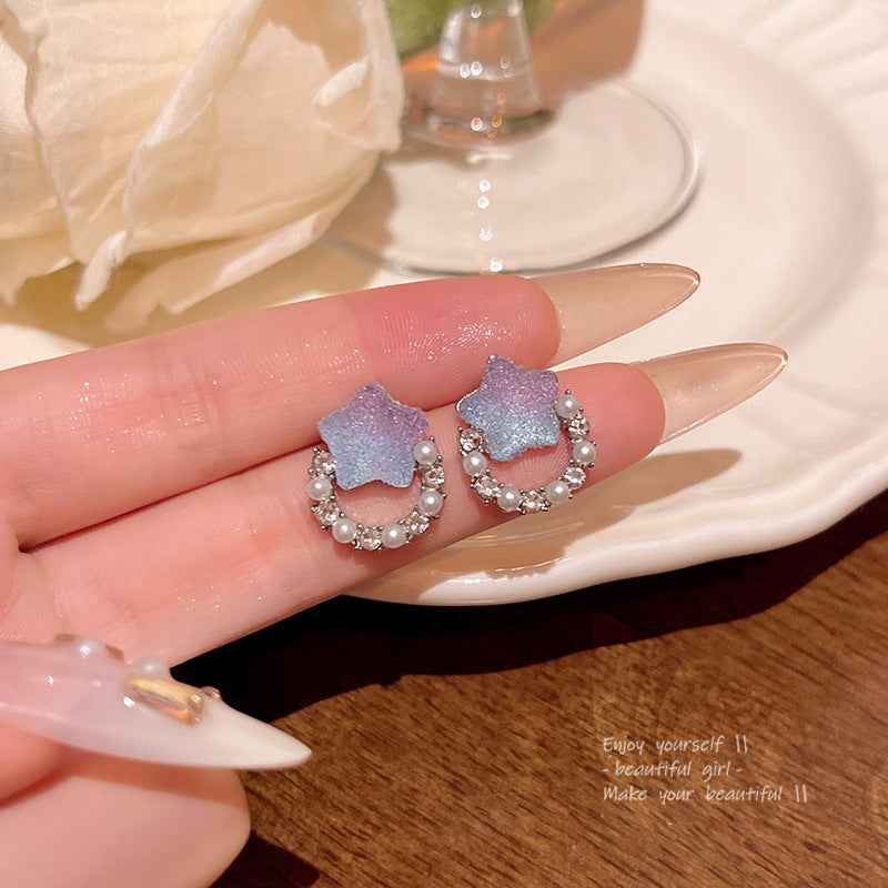 Earring Stud High Grade Gradient Color Star Pearl HXEA1895