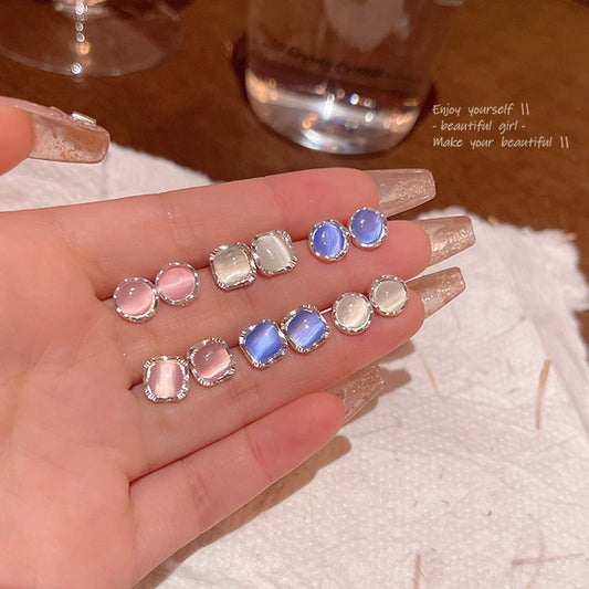 Earring Set Stud Simple Geometric Cat's Eye Stone HXEA1904