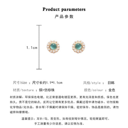 Earring Stud Niche Cat's Eye Pearl Circle HXEE1124