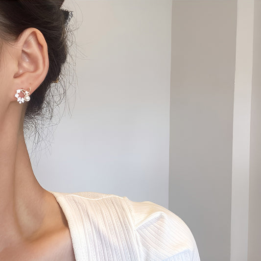 Earring Stud Fairy Butterfly Flower HXEE3152