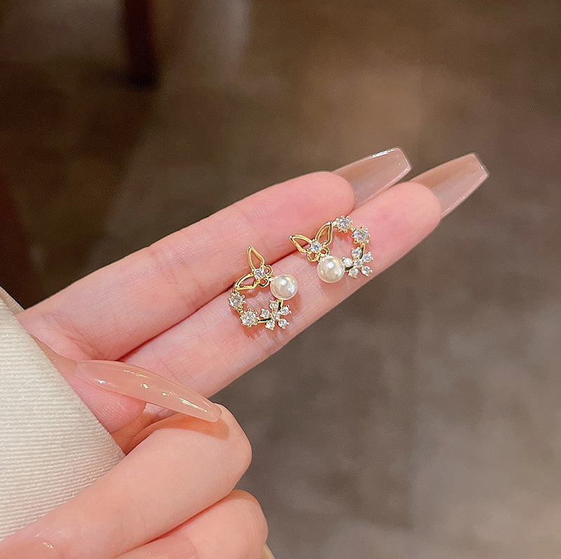 Earring Stud Fairy Butterfly Flower HXEE3152