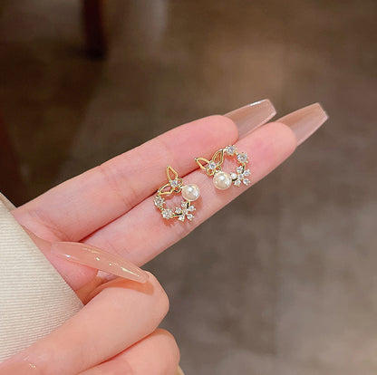 Earring Stud Fairy Butterfly Flower HXEE3152