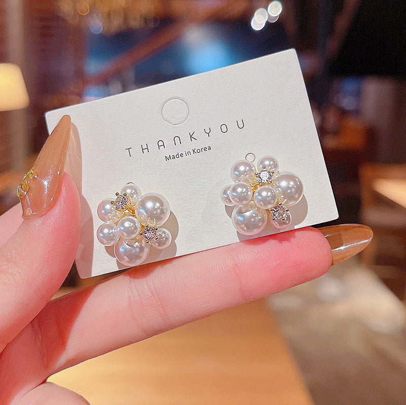 Earring Stud Pearl Flower HXEE3302