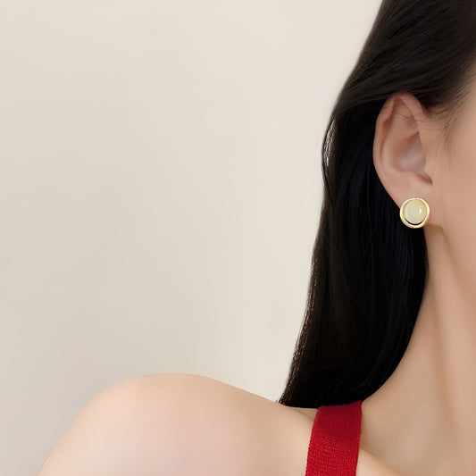 Earring Stud Simple Circle Cat's Eye HXEE4616