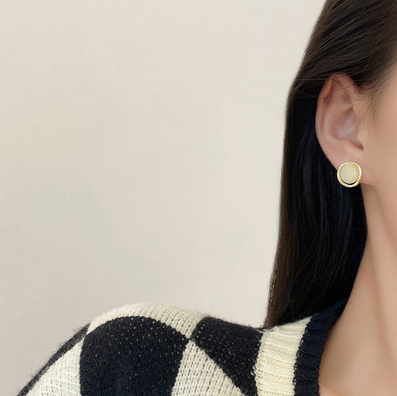 Earring Stud Simple Circle Cat's Eye HXEE4616