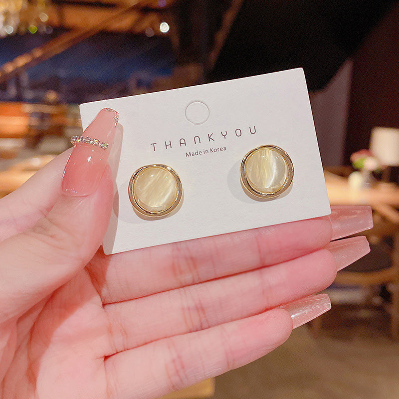 Earring Stud Simple Circle Cat's Eye HXEE4616