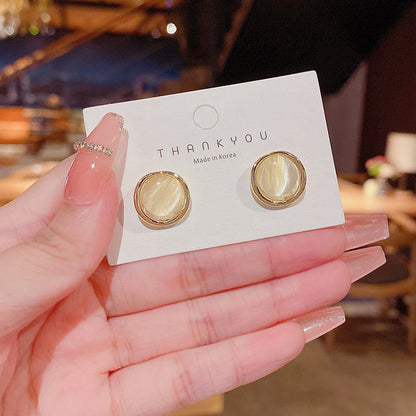 Earring Stud Simple Circle Cat's Eye HXEE4616
