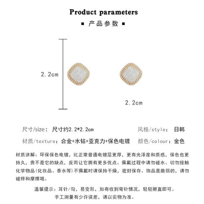 Earring Stud Geometric Shape Full Diamond Square HXEE4631