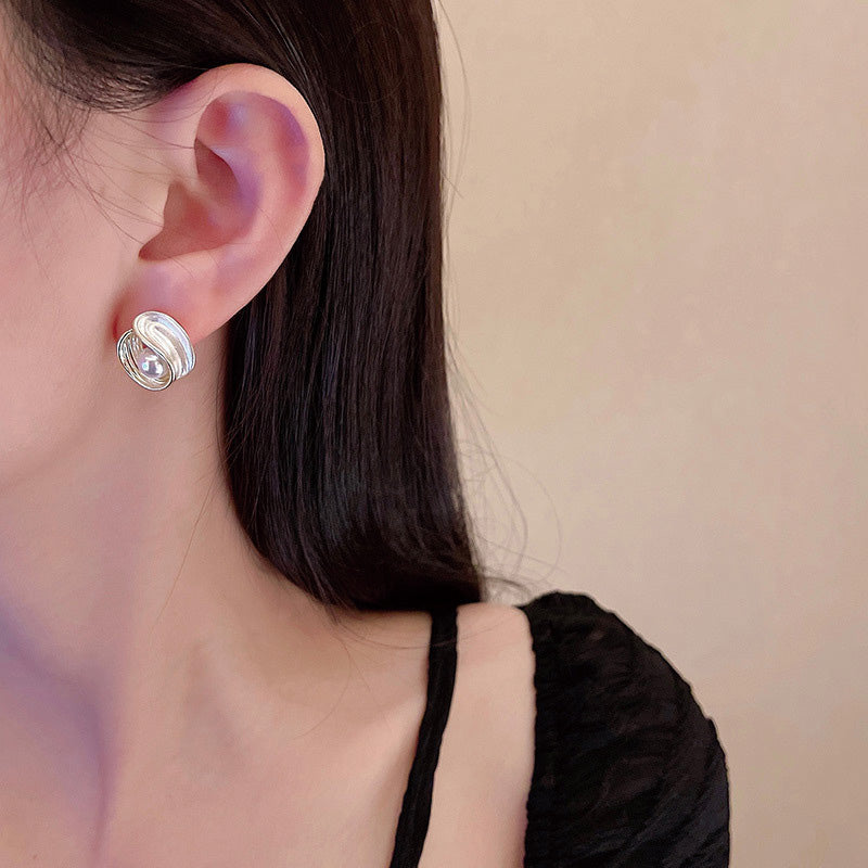 Earring Stud Temperament Drip Glaze Texture Pearl HXEE4985