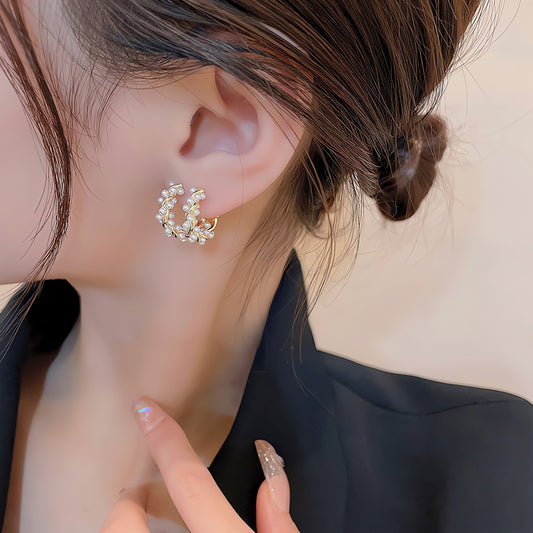 Earring Hoop Huggie Wrap Pearl HXEE5170