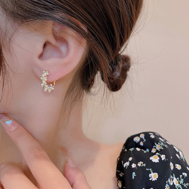 Earring Hoop Huggie Wrap Pearl HXEE5170