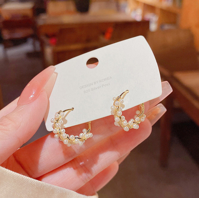 Earring Hoop Huggie Wrap Pearl HXEE5170