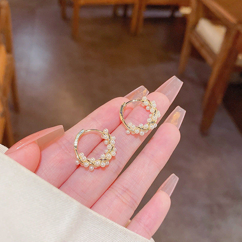Earring Hoop Huggie Wrap Pearl HXEE5170