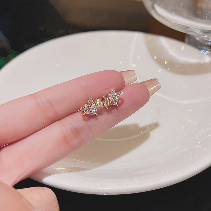 Earring Stud Exquisite Micro Paved Pink Zircon Love Heart HXEE5806