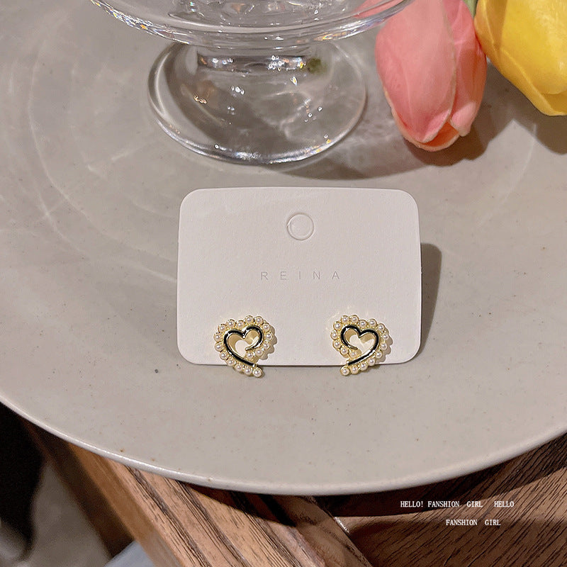 Earring Stud Light Luxury Niche Love Pearl HXEE5817