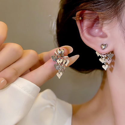 Earring Stud Love Hearts Tassel HXEE5831