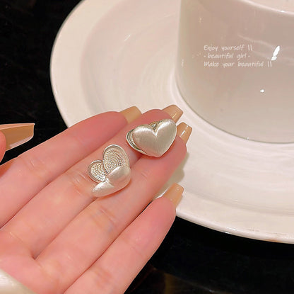 Earring Stud Heart or Water Drop Matte HXEE5937