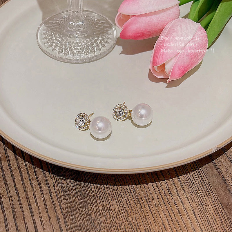 Earring Stud Versatile Temperament Exquisite Zircon Pearl Pendant HXEE5957