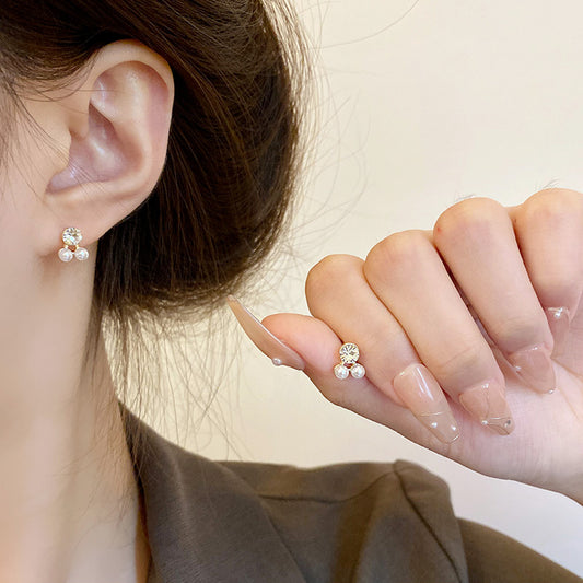 Earring Stud Mini Small Pearl Cherry HXEE5974