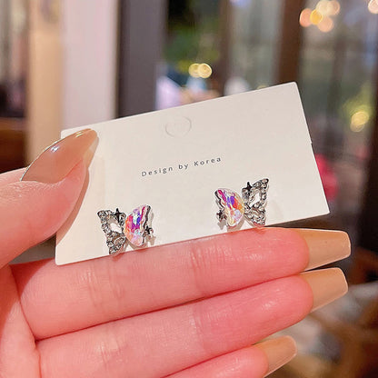 Earring Stud Colorful Butterfly Diamond HXEE6048