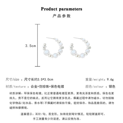 Earring Stud Pearl C Shaped HXEE6054