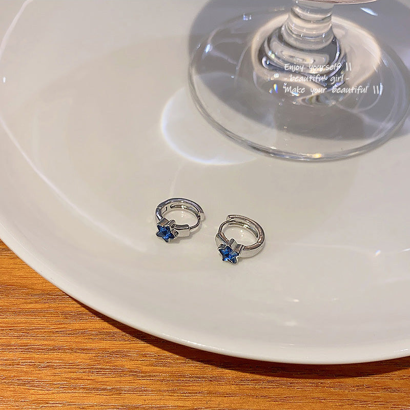 Earring Hoop Huggie Niche Blue Star Zircon HXEE6101