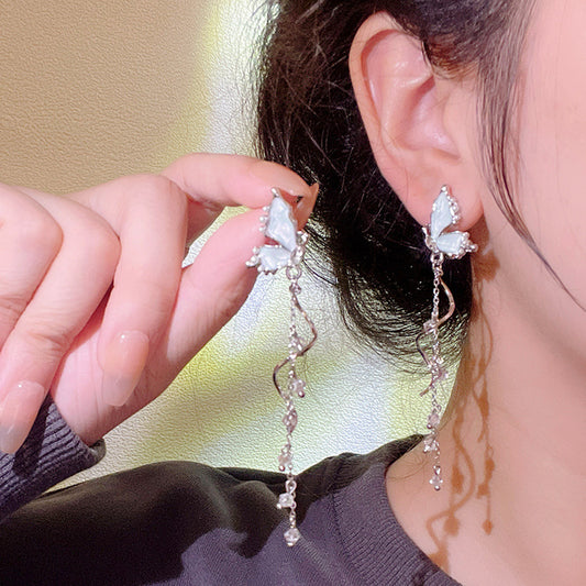 Earring Stud Long Super Fairy Glaze Butterfly HXEE6102