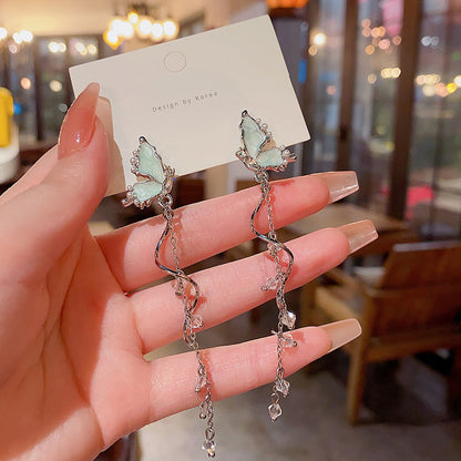 Earring Stud Long Super Fairy Glaze Butterfly HXEE6102
