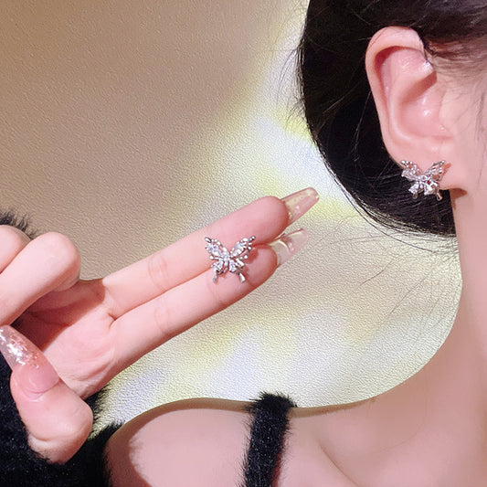 Earring Stud Exquisite Zircon Butterfly HXEE6109