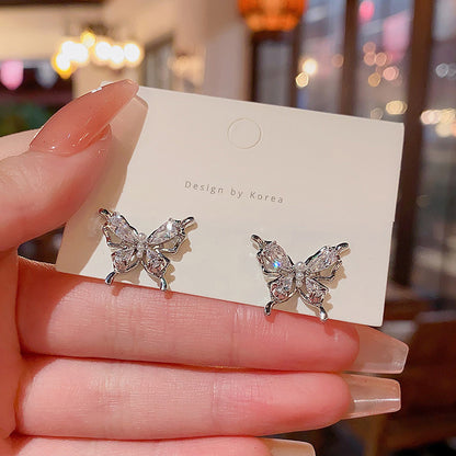 Earring Stud Exquisite Zircon Butterfly HXEE6109