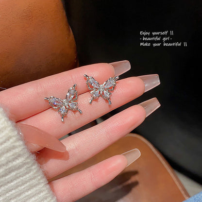 Earring Stud Exquisite Zircon Butterfly HXEE6109