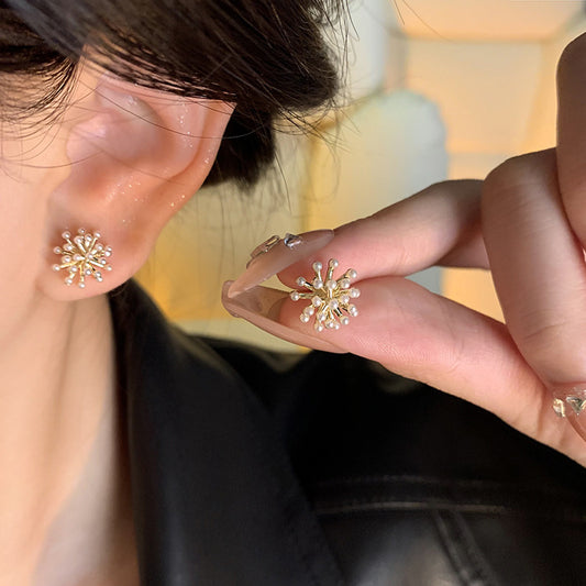 Earring Stud Light Luxury Niche Simple Temperament Firework Pearl HXEE6259