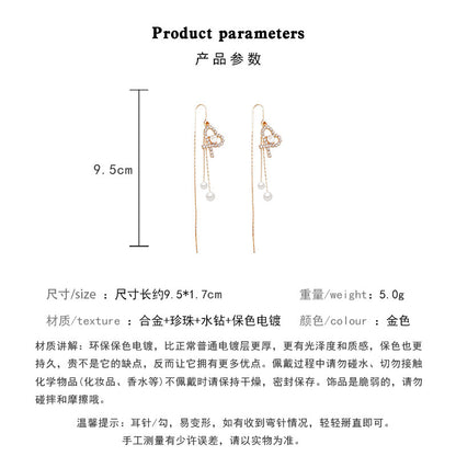 Earring Hook Long Tassel Love Pearl HXLA1013