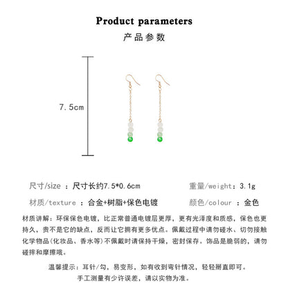 Earring Hook Long Jade Tassel HXLA1221