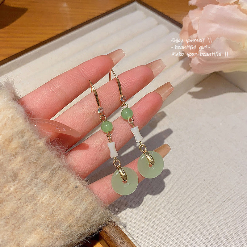 Earring Hook Chinese Style Retro Imitation Chalcedony Long Tassel HXLA1264