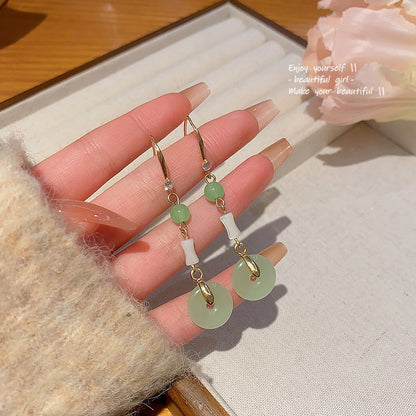 Earring Hook Chinese Style Retro Imitation Chalcedony Long Tassel HXLA1264