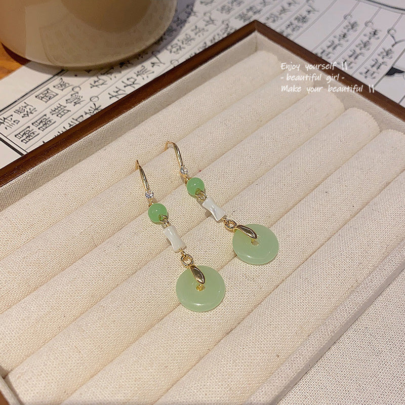Earring Hook Chinese Style Retro Imitation Chalcedony Long Tassel HXLA1264