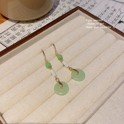 Earring Hook Chinese Style Retro Imitation Chalcedony Long Tassel HXLA1264