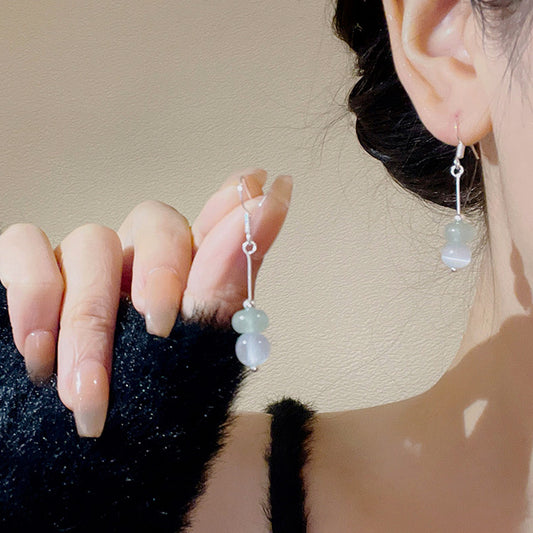 Earring Hook Long Chinese Style Antique Imitation Chalcedony Geometric HXLA1293