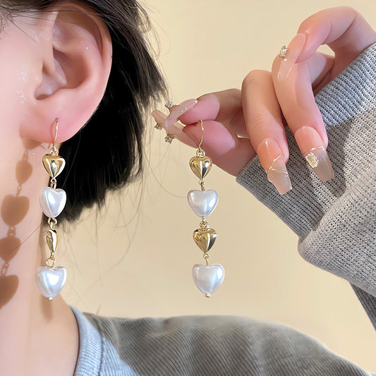 Earring Hook Long Heart Tassel HXLE6030
