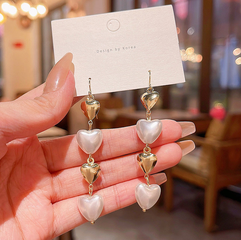 Earring Hook Long Heart Tassel HXLE6030